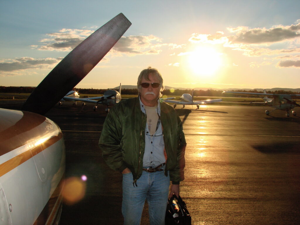 pilot sunset at airport