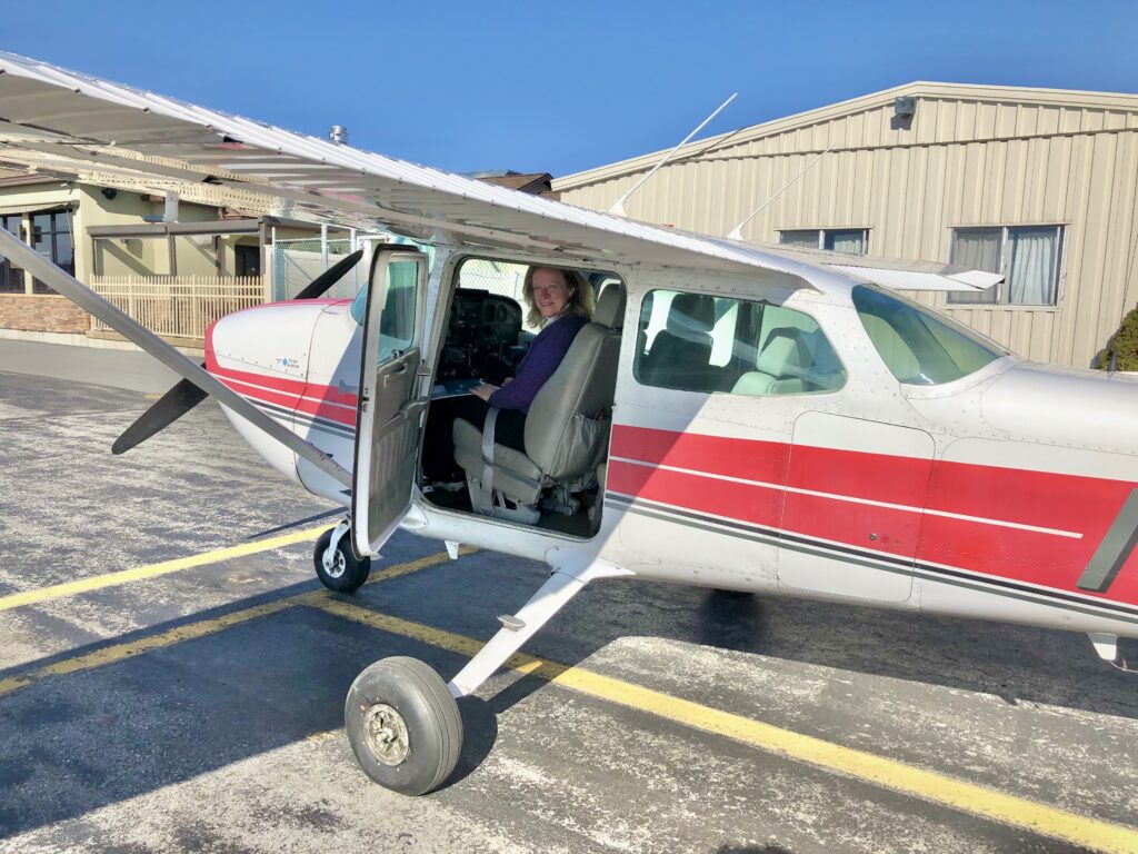 woman in single engine aircraft